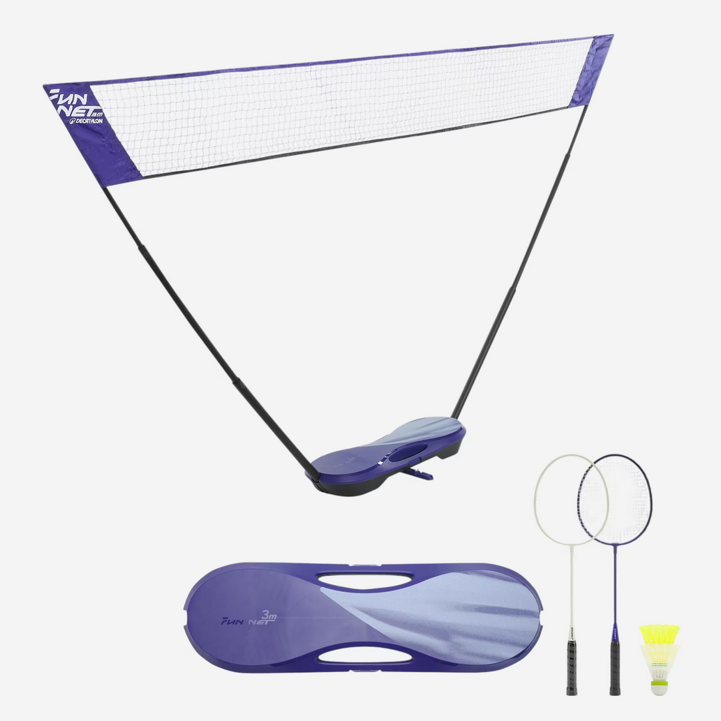 Badminton Netz - Fun Set 3 Meter blau mieten